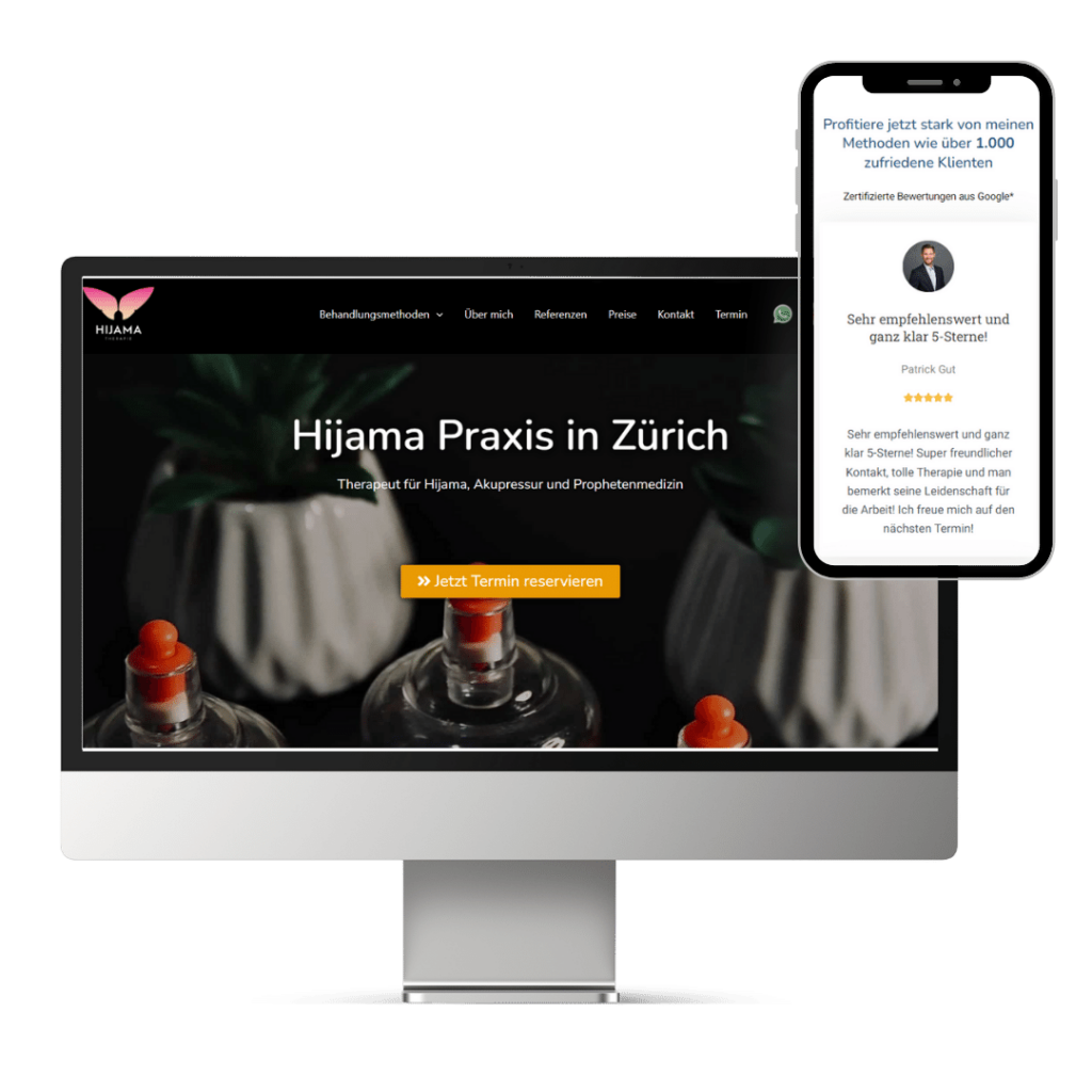 Marketing Fallstudien - Hijama Praxis Nazmi Zürich - Mockup