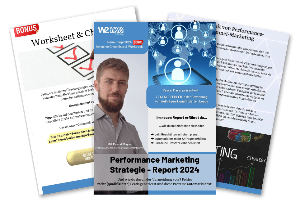 Performance Marketing Strategie - Report von Pascal Mayer - Neue Auflage 2024 Mockup - Qualifizierte Leads